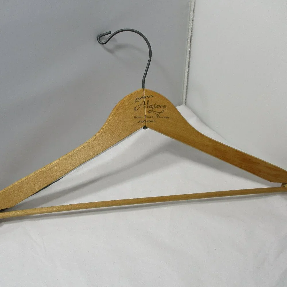 Vintage 1960's Hotel Algiers Miami Beach Fl Florida Wood Wooden Hanger